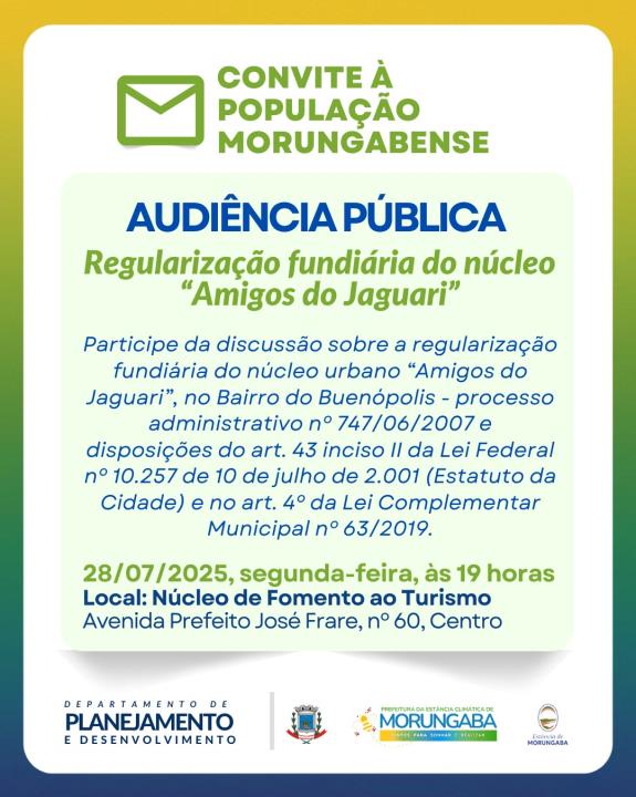 ✉️ CONVITE À POPULAÇÃO MORUNGABENSE 📢