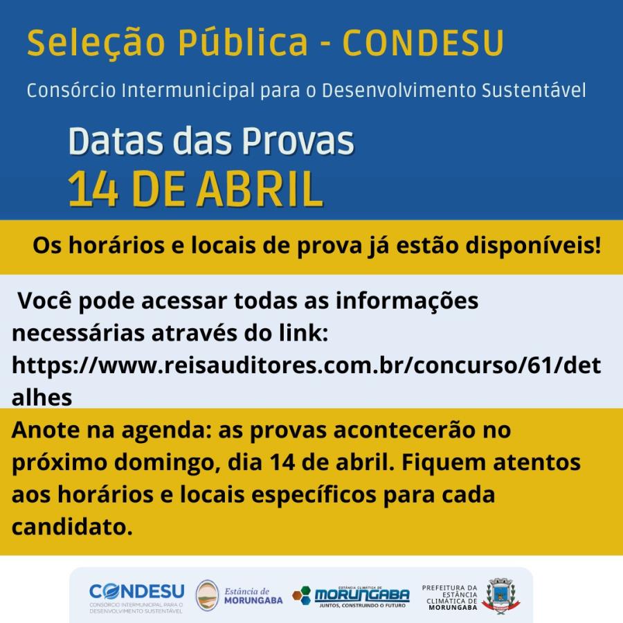 O Consórcio Intermunicipal para o Desenvolvimento Sustentável “CONDESU” tem uma importante atualização para todos os candidatos da Seleção Pública!