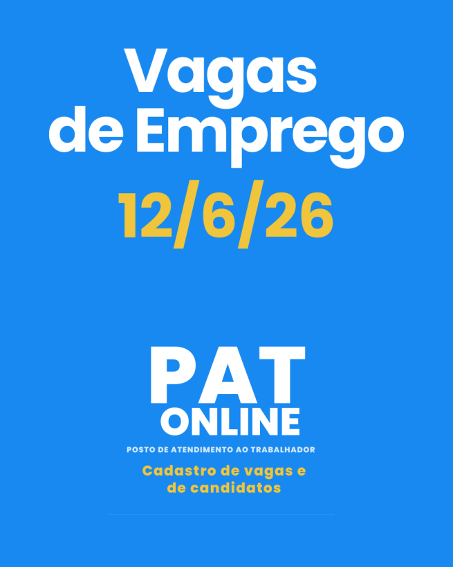 VAGAS DE EMPREGO – 12/6/2026