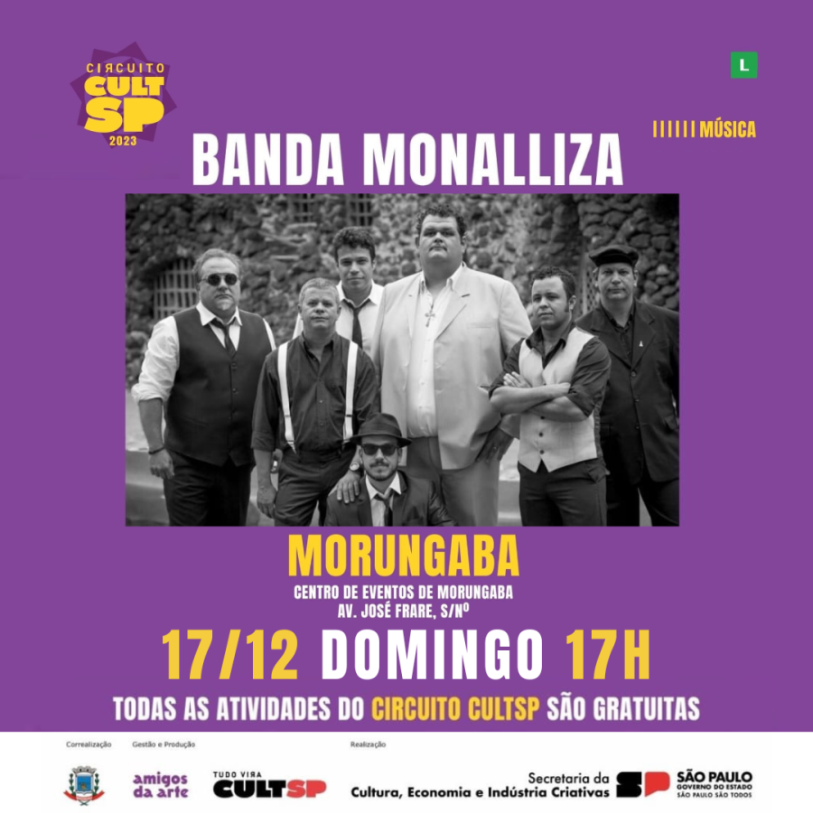Imperdível: circuito SP traz para Morungaba Banda Monalliza com "Tributo a Tim Maia" neste domingo