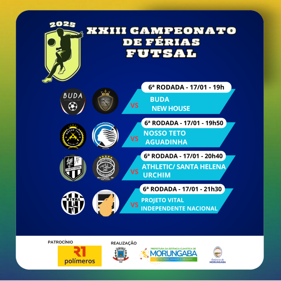 6ª RODADA  DO XXIII CAMPEONATO DE FÉRIAS FUTSAL