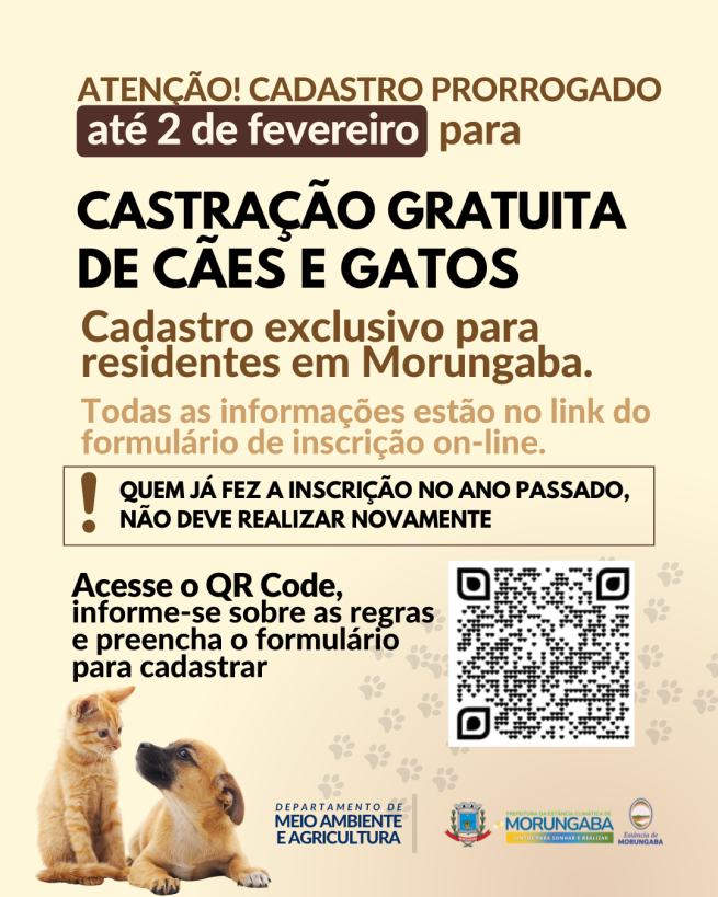 ATENÇÃO! CADASTRO PRORROGADO