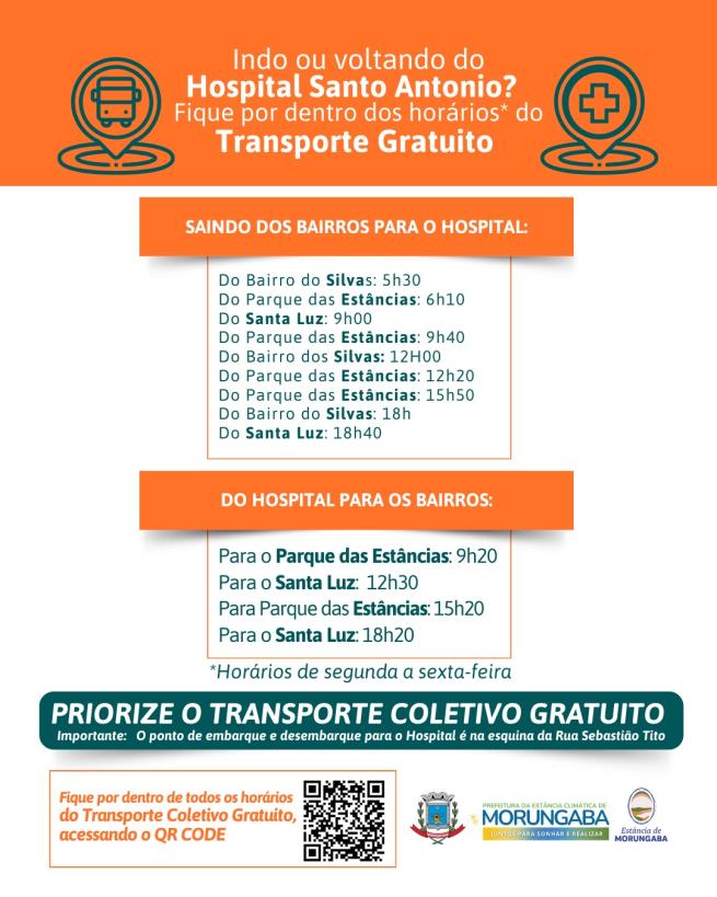 INDO OU VOLTANDO DO HOSPITAL: CONFIRA OS HORÁRIOS DO TRANSPORTE GRATUITO