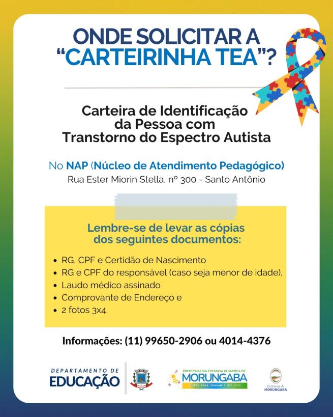 PRECISA SOLICITAR A CARTEIRINHA TEA?