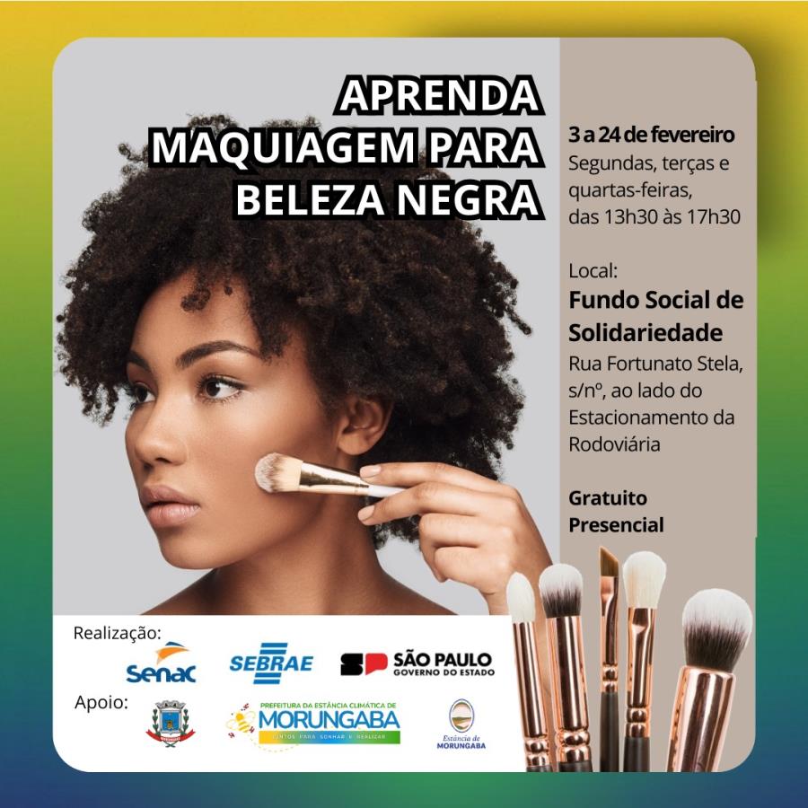 Curso gratuito e presencial: aprenda a maquiagem para beleza negra