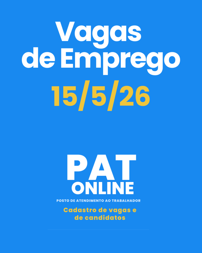 VAGAS DE EMPREGO – 15/5/2026