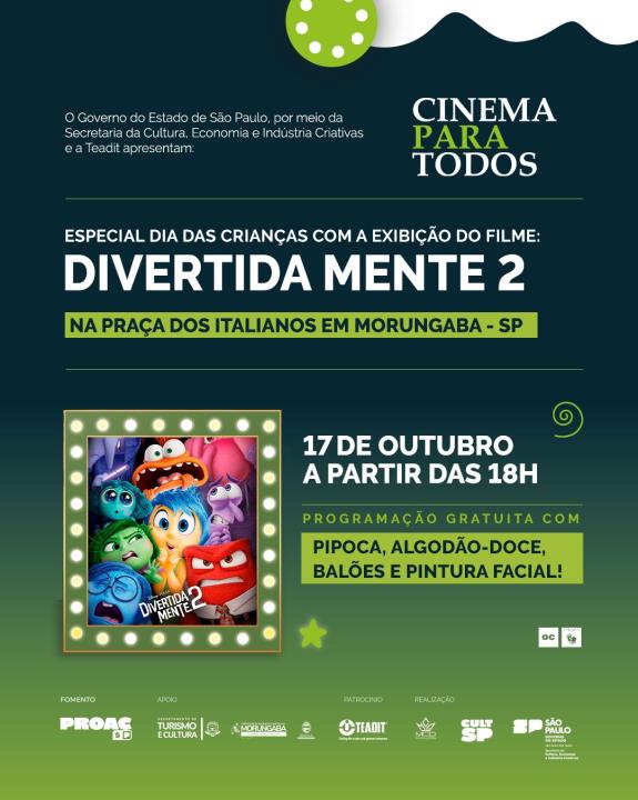 NESTA SEXTA-FEIRA (17/10) SESSÃO DE CINEMA AO AR LIVRE NA PRAÇA DOS ITALIANOS