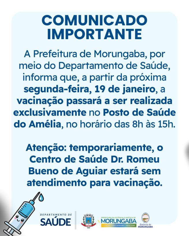 COMUNICADO IMPORTANTE – VACINAÇÃO