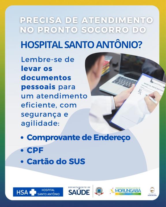 PRECISA DE ATENDIMENTO NO PRONTO SOCORRO DO HOSPITAL SANTO ANTÔNIO?