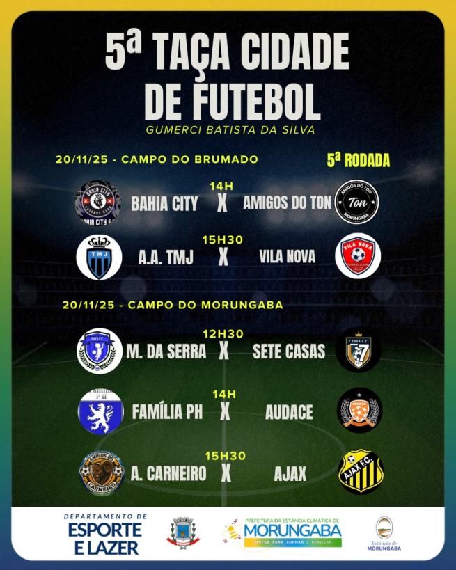 Venha torcer pelo seu time na próxima rodada da Taça Cidade