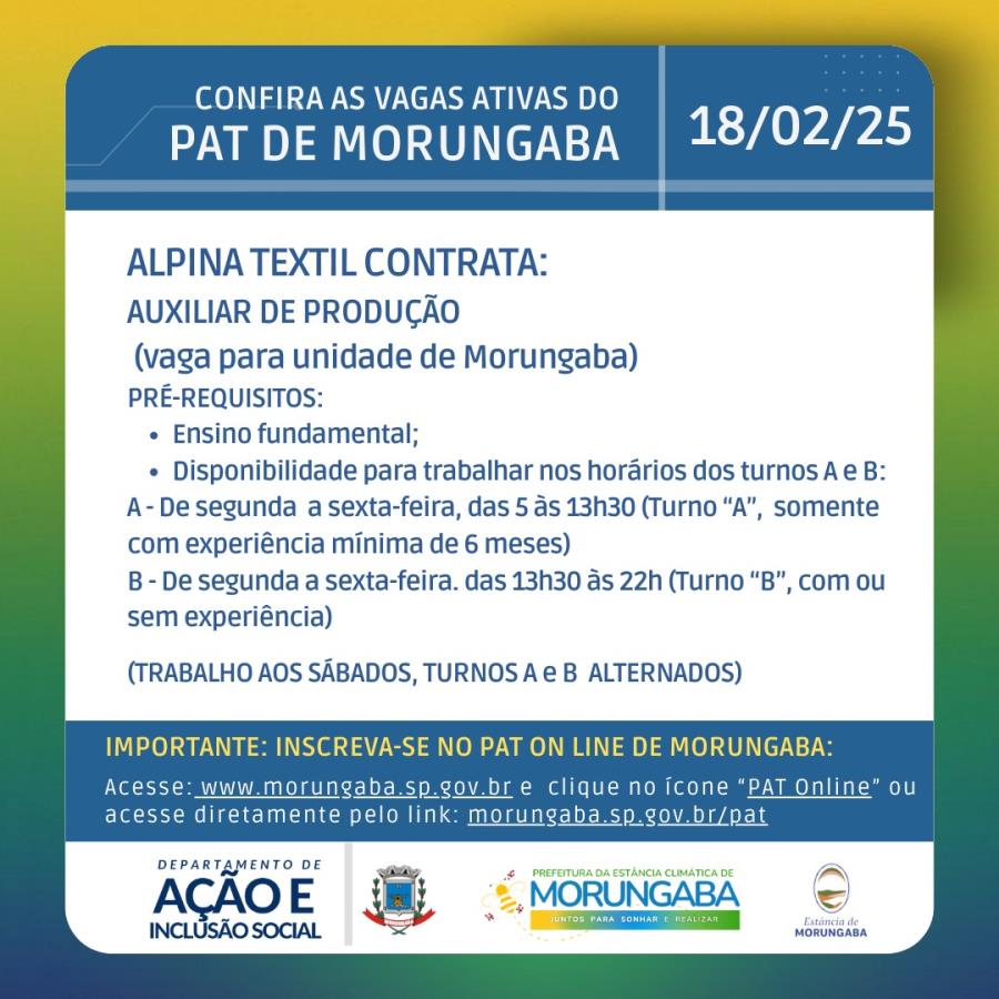 📢 Vagas Abertas no PAT de Morungaba! 📢