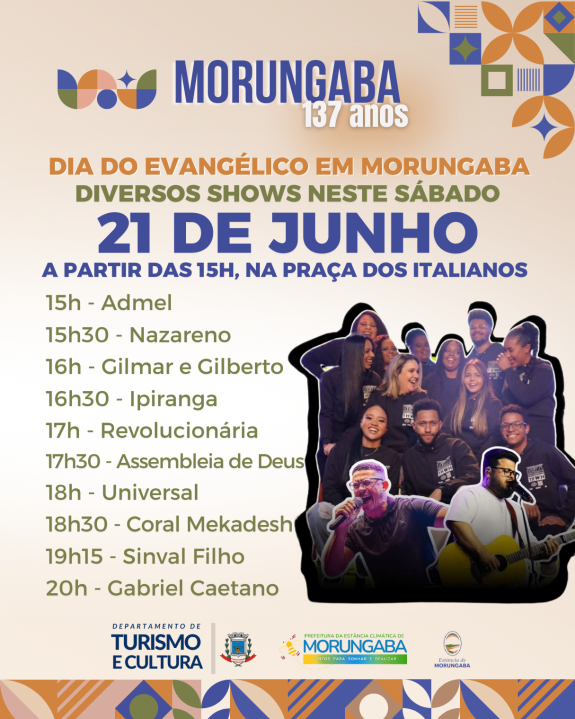 Neste sábado (21/6): diversos shows no Dia do Evangélico