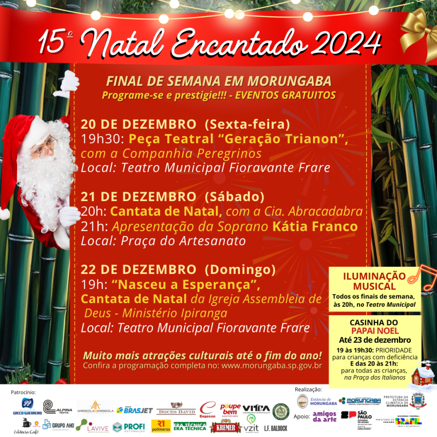 15° Natal Encantado: programe-se e prestigie as atrações gratuitas da programação deste fim de semana