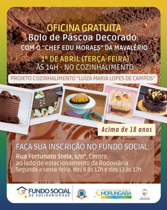 IMPERDÍVEL: OFICINA GRATUITA DE BOLO DE PÁSCOA DECORADO