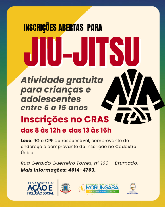 Inscrições abertas para Jiu-Jitsu