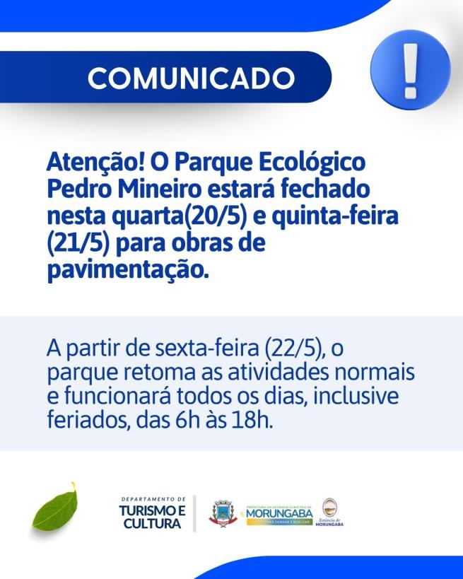 COMUNICADO IMPORTANTE: PARQUE ECOLÓGICO PEDRO MINEIRO