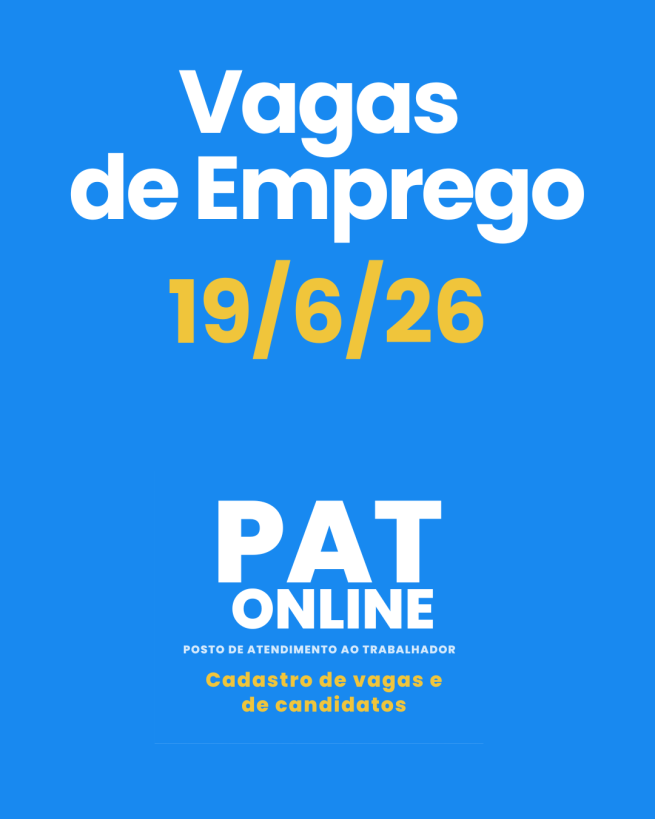 VAGAS DE EMPREGO – 19/6/2026