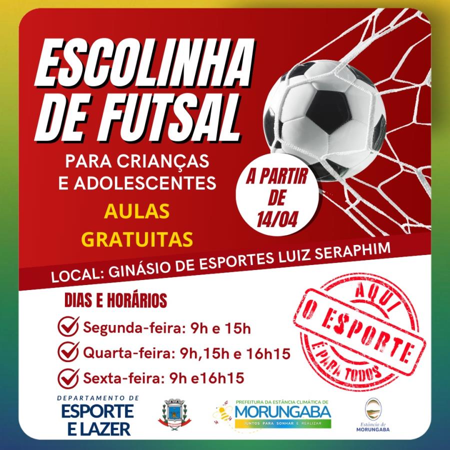 INSCRIÇÕES ABERTAS – ESCOLINHA DE FUTSAL EM MORUNGABA