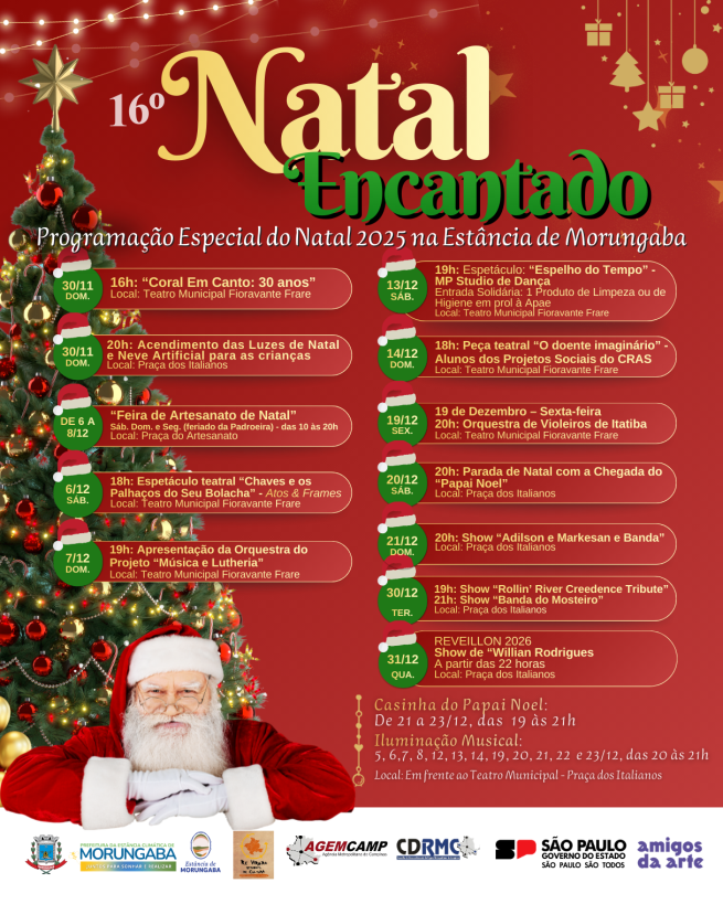 Programe-se e prestigie as atrações do 16º Natal Encantado
