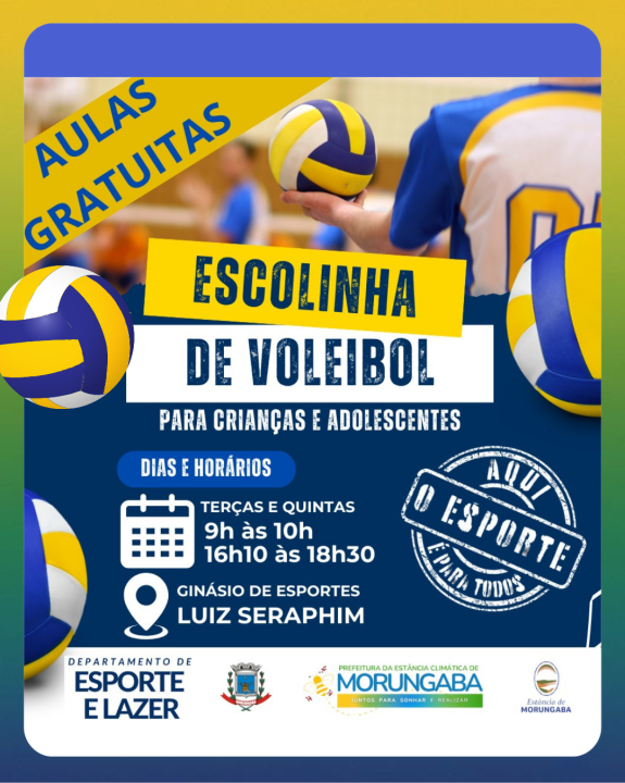 INSCRIÇÕES ABERTAS – ESCOLINHA DE VÔLEI EM MORUNGABA