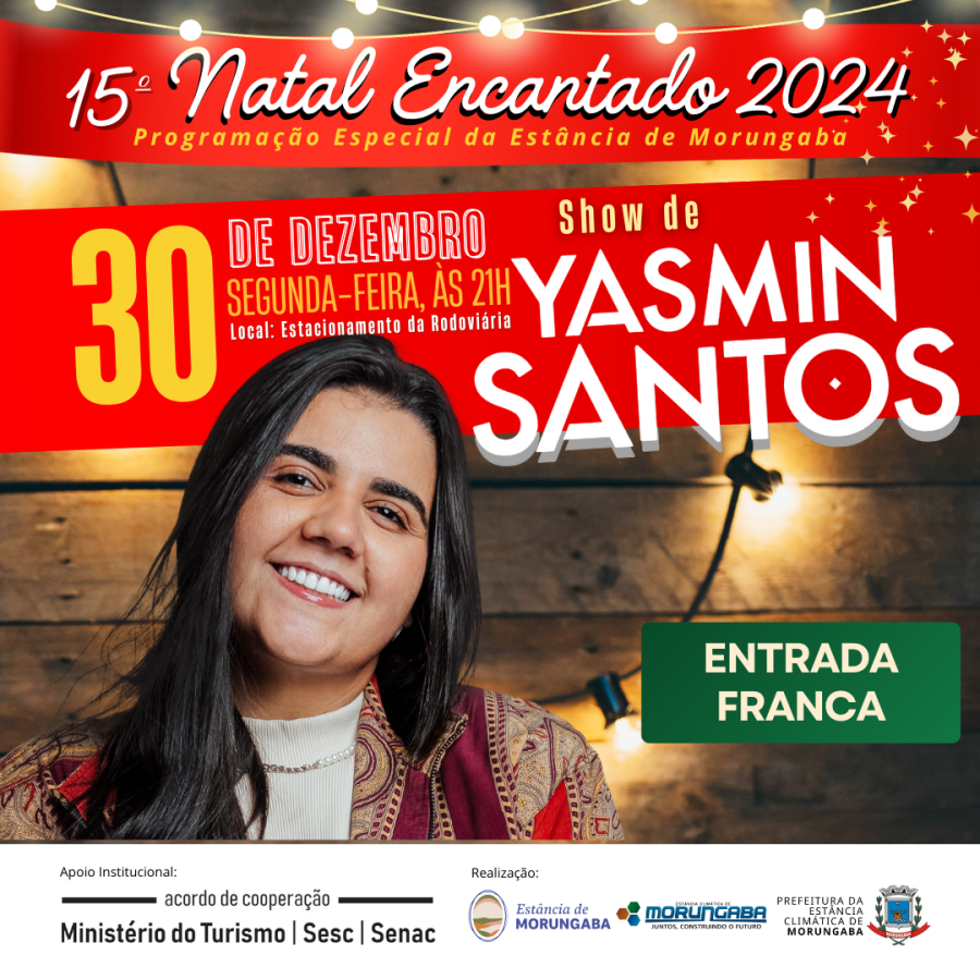 Yasmin Santos em Morungaba no dia 30/12 com entrada gratuita!