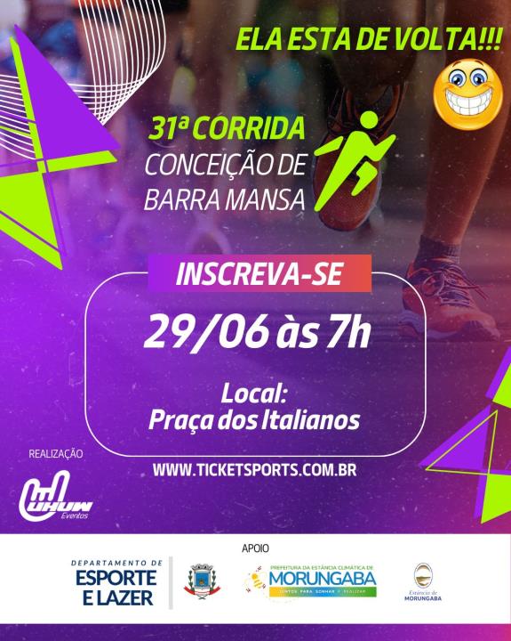 Uhuw eventos abre inscrições para a 31ª Corrida Conceição de Barra Mansa!