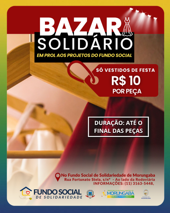 Bazar Solidário em prol aos projetos do Fundo Social