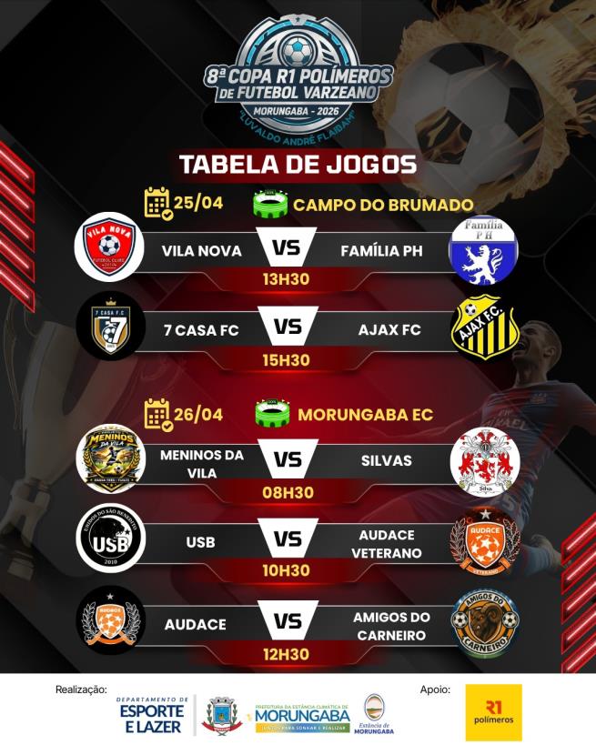 TABELA DE JOGOS – 8ª COPA R1 POLÍMEROS DE FUTEBOL VARZEANO