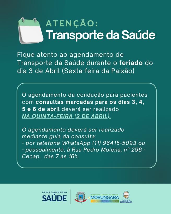 Atenção: transporte da Saúde