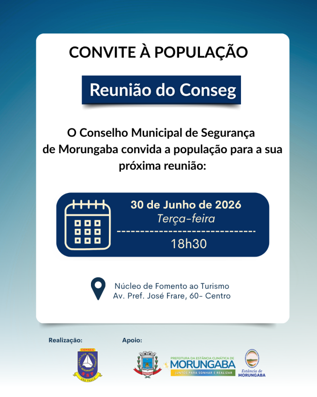 REUNIÃO DO CONSEG NO DIA 30 DE JUNHO: PARTICIPE!!