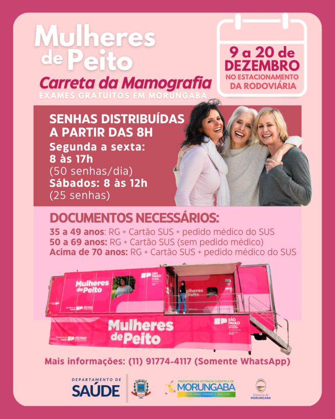 Mulheres de peito - carreta da mamografia em Morungaba