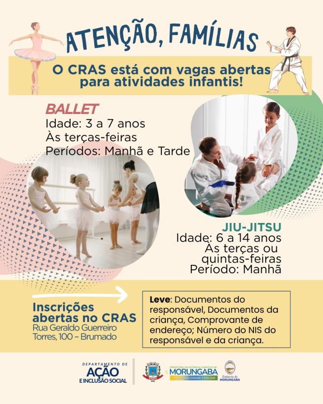 CRAS está com vagas abertas para atividades infantis