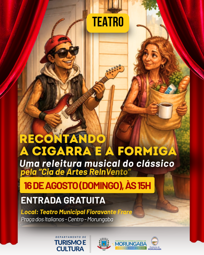 TEATRO INFANTIL EM MORUNGABA: RECONTANDO A CIGARRA E A FORMIGA EM UMA RELEITURA MUSICAL EMOCIONANTE!