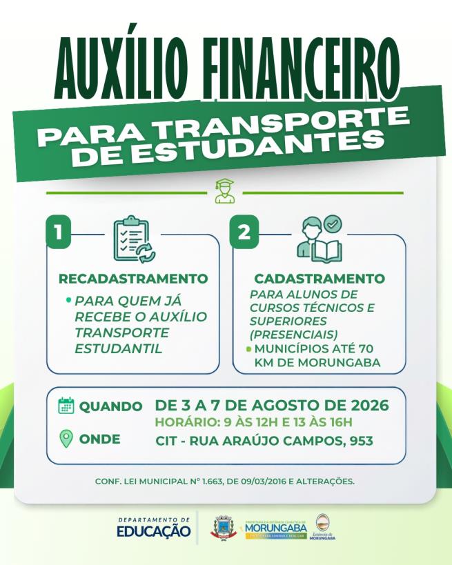 AUXÍLIO FINANCEIRO PARA TRANSPORTE DE ESTUDANTES