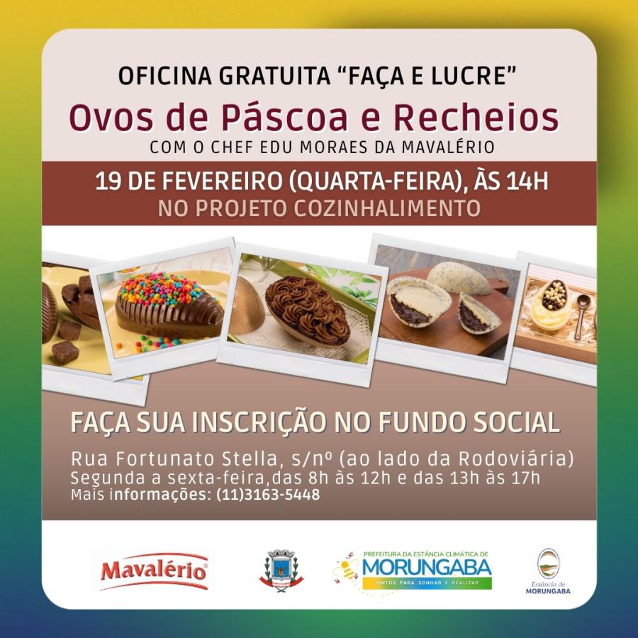 Oficina gratuita “Faça e Lucre” da Mavalério: ovos de Páscoa e recheios