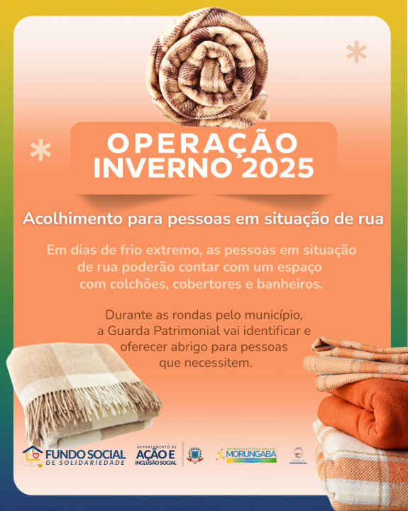 Operação Inverno - acolhimento para pessoas em situação de rua