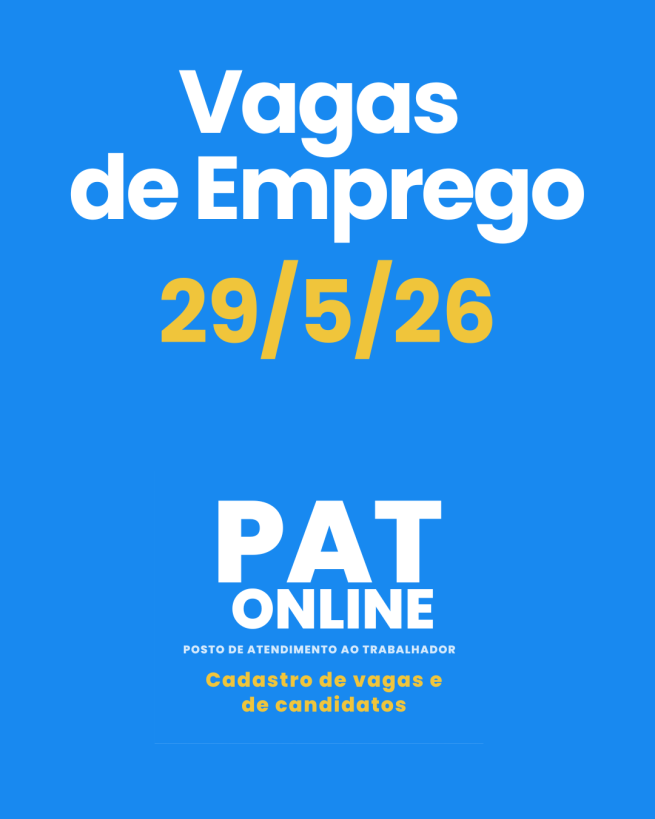 VAGAS DE EMPREGO – 29/5/2026