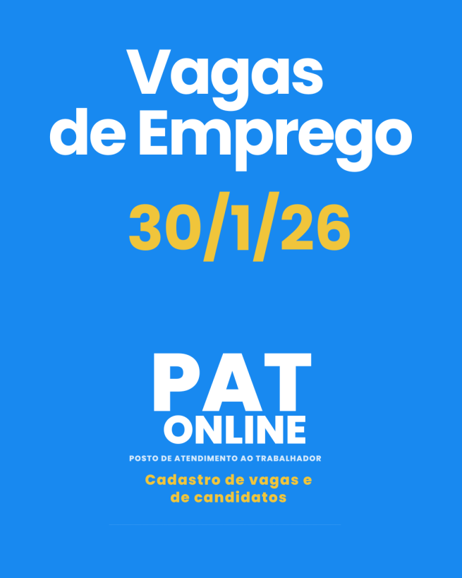 VAGAS DE EMPREGO - 30/01/2026