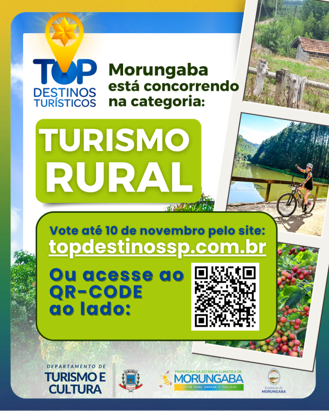 MORUNGABA ESTÁ CONCORRENDO NA CATEGORIA TURISMO RURAL NO "TOP DESTINOS"