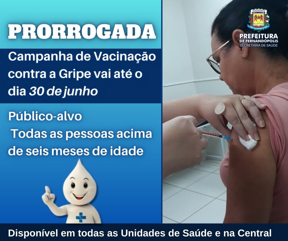 Campanha de vacinação contra a gripe é prorrogada em Fernandópolis    