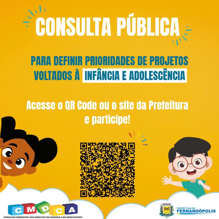 Prefeitura e CMDCA abrem consulta pública para definir prioridades de projetos voltados à infância e adolescência
