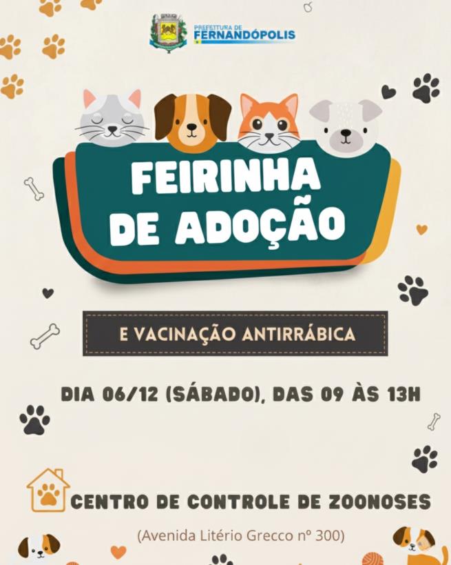 CCZ promove vacinação e campanha de adoção de animais no sábado, 6
