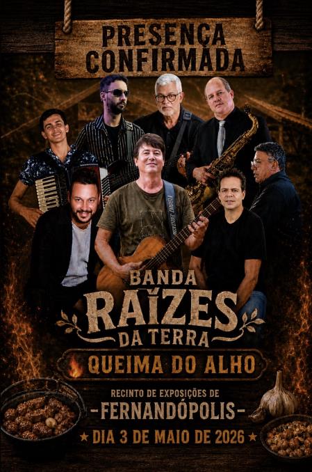 Conheça a banda Raízes da Terra, que se apresenta na Cavalgada e Queima do Alho 2026 em Fernandópolis