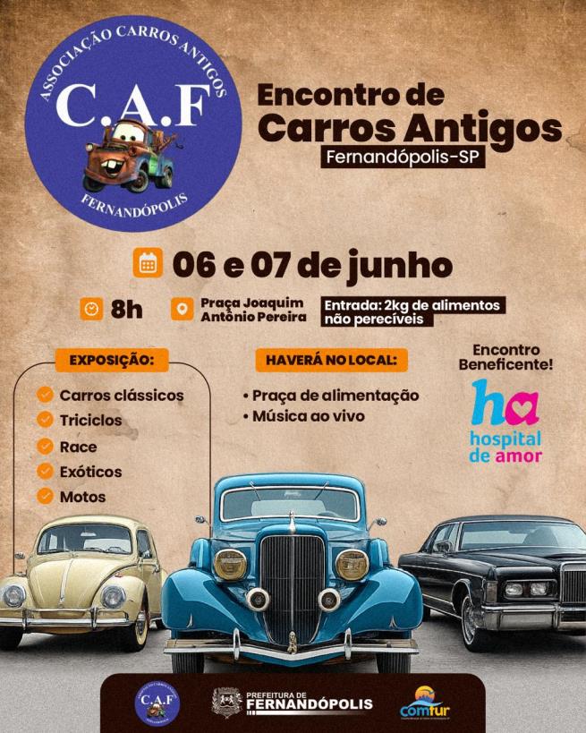 Encontro de carros antigos será realizado neste fim de semana