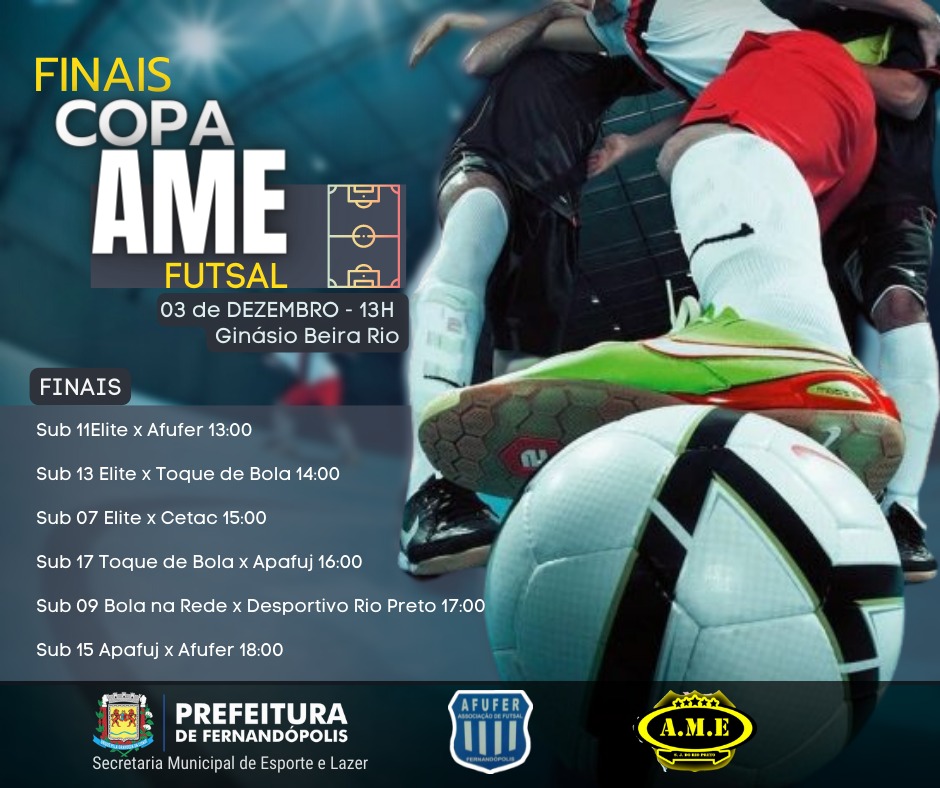 Definidos os jogos das finais da Copa AME em Fernandópolis 