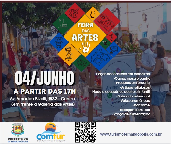  ‘Feira das Artes’ é atração deste sábado, dia 04, em Fernandópolis