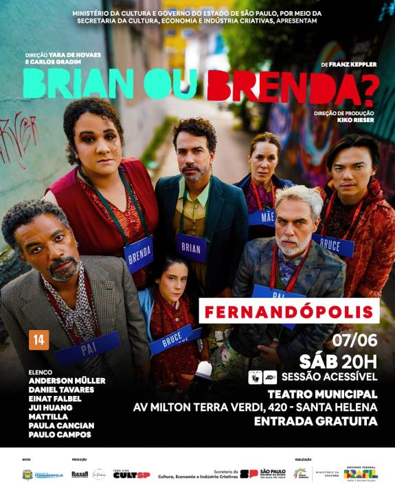 “Brian ou Brenda?” é a atração do Teatro Municipal no sábado