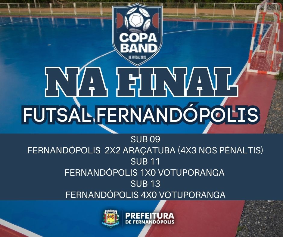 Fernandópolis garante vaga em finais de três categorias da Copa Band de futsal