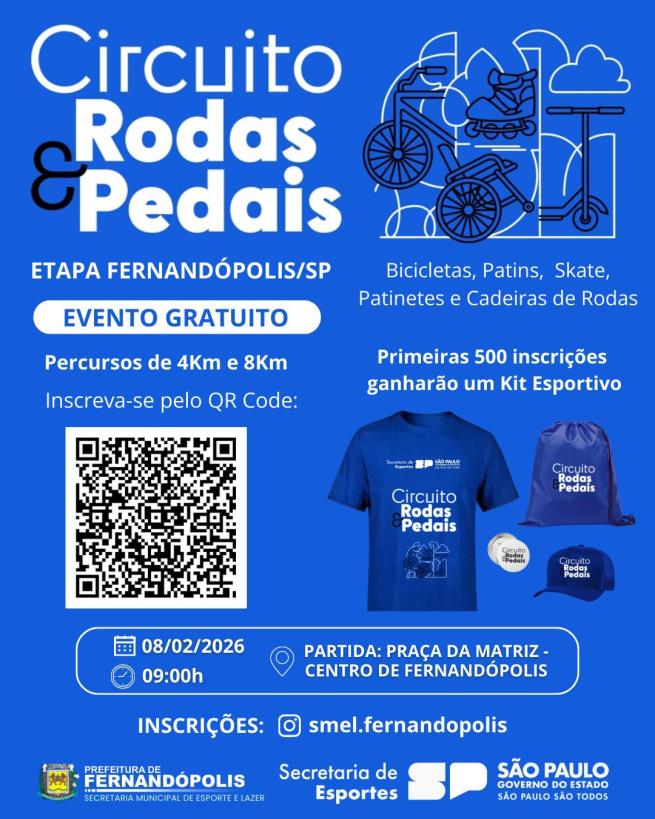 Fernandópolis recebe Circuito Rodas e Pedais em 8 de fevereiro