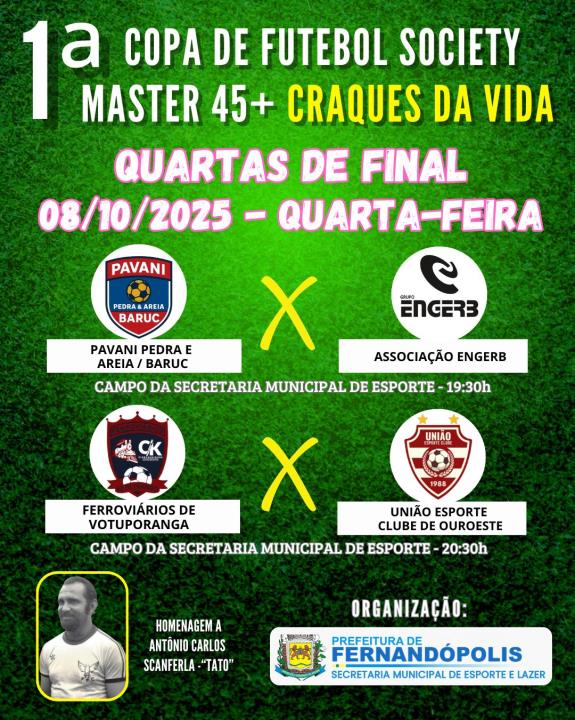 Copa Master 45+ entra nas quartas de final